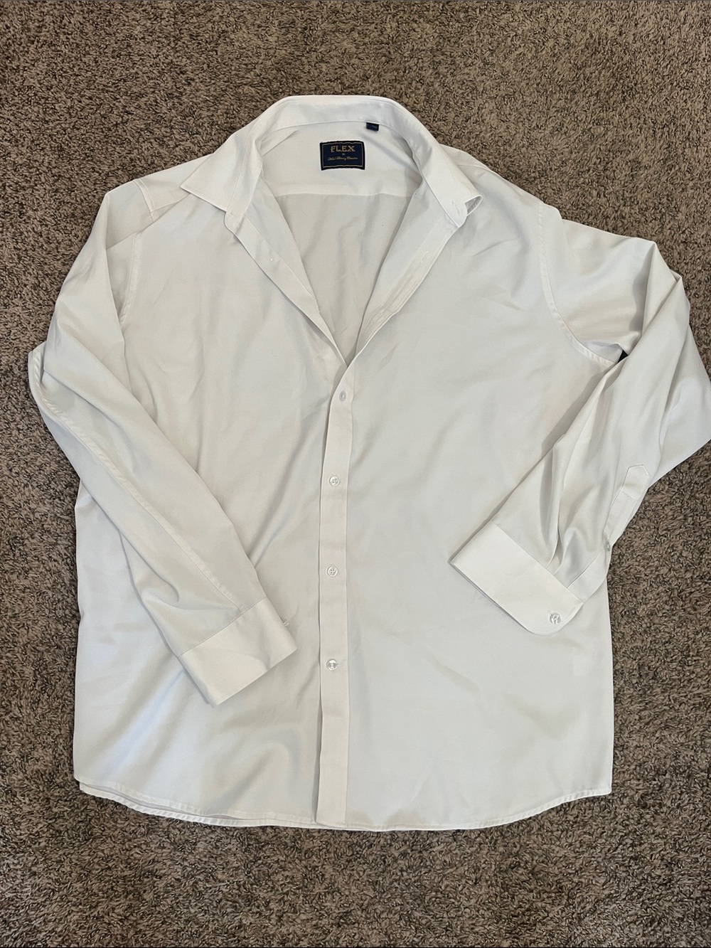 Flex Men's White Long-Sleeve Dress Shirt